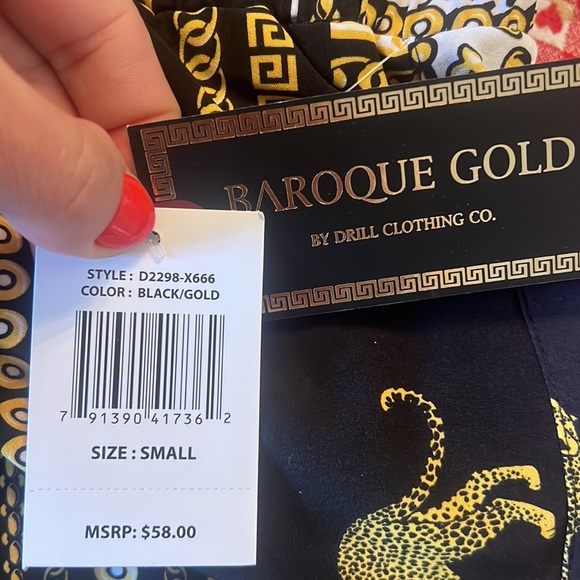 Baroque Gold Drill Clothing Co Men’s Shorts Small Back Pocket front tie closure - Picture 3 of 5